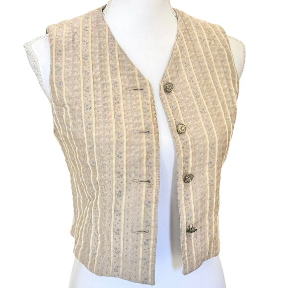 Lizsport Jackets & Blazers - Lizsport Vintage Tan Floral Brocade Vest Size 2P